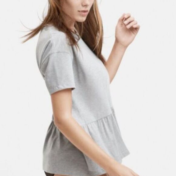 Moss Copenhagen Pernille Gray Short Sleeve Oversize Fit Shirt Women's Medium - Picture 1 of 6